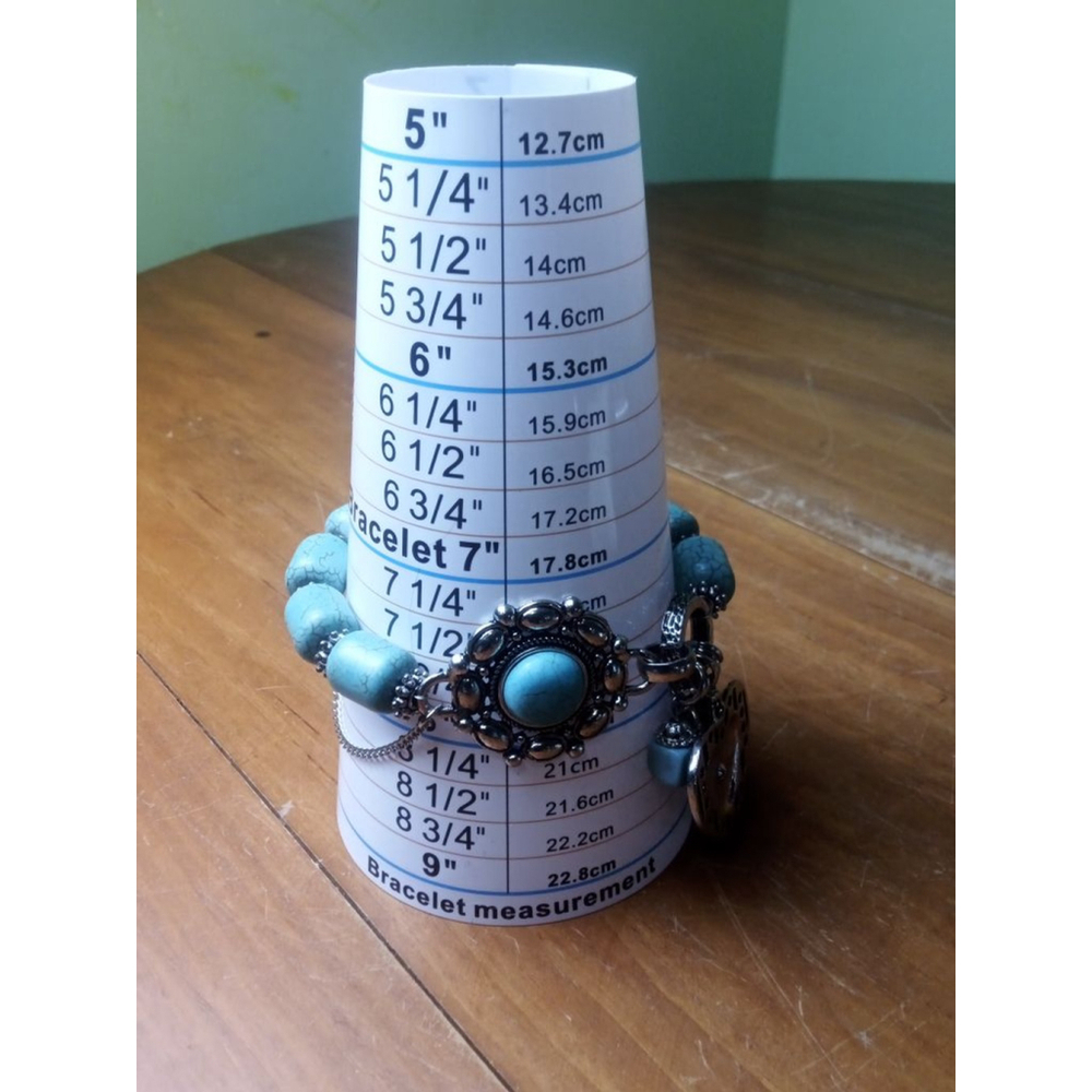 Bracelet Turquoise Beaded Heart Charm Silver Tone - Picture 4 of 4